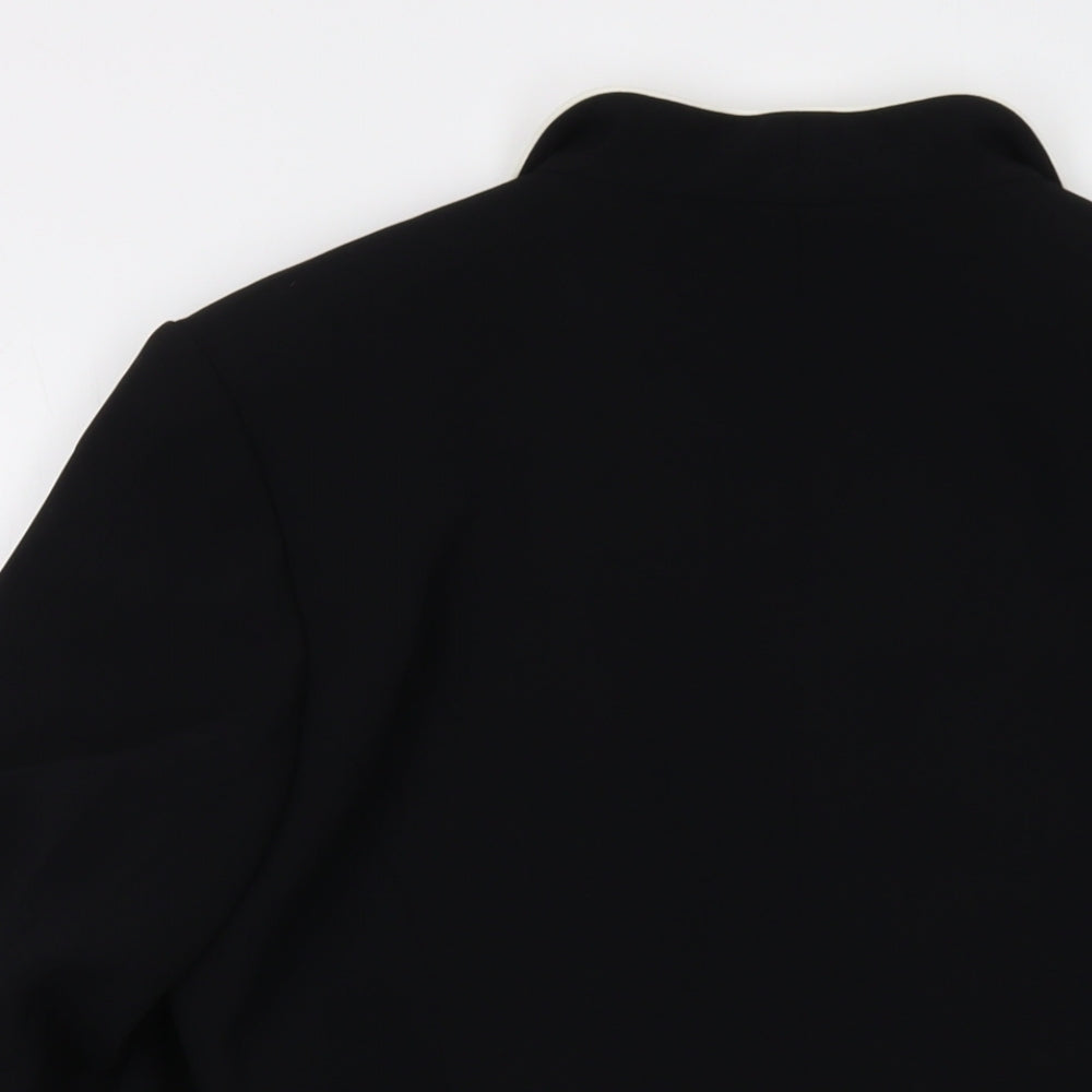 Brand and care label for Roman women’s black jacket, size UK 16, hook & eye