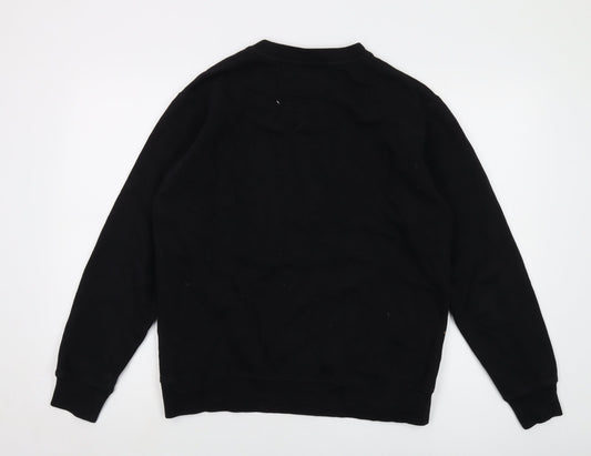 Pull&Bear Mens Black Cotton Pullover Sweatshirt Size S