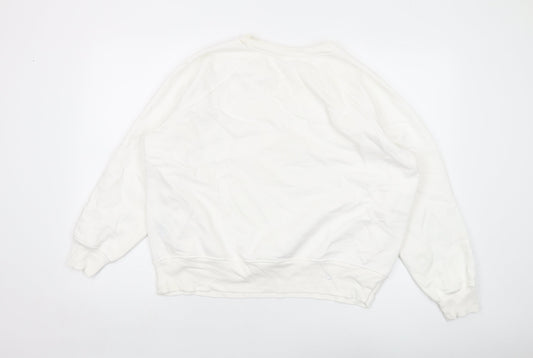 GOODMOVE Womens White Cotton Pullover Sweatshirt Size 16 Pullover