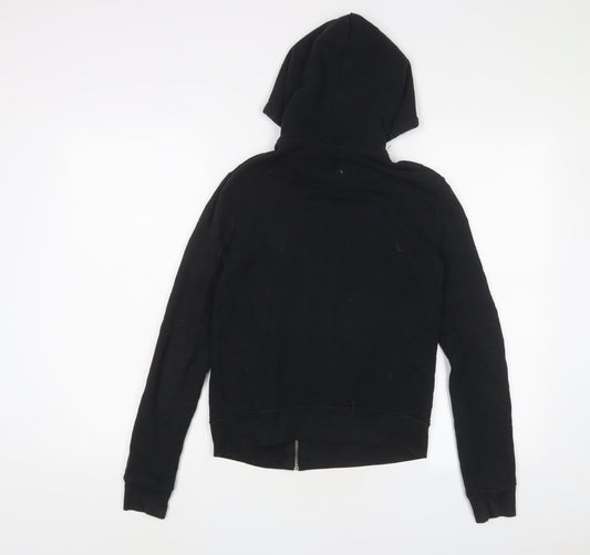 Hollister Womens Black Cotton Full Zip Hoodie Size XS Zip - Logo, Embroidered