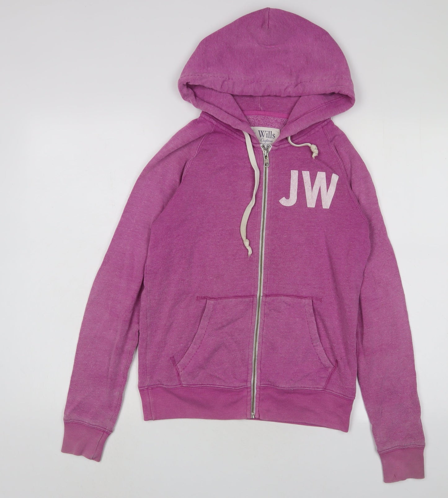 Jack Wills Womens Purple Cotton Full Zip Hoodie Size 8 Zip - Logo