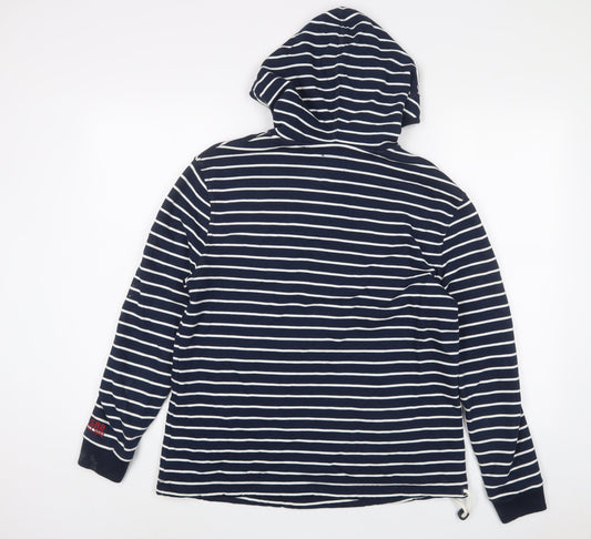 Crew Clothing Womens Blue Striped Cotton Pullover Hoodie Size 8 Snap