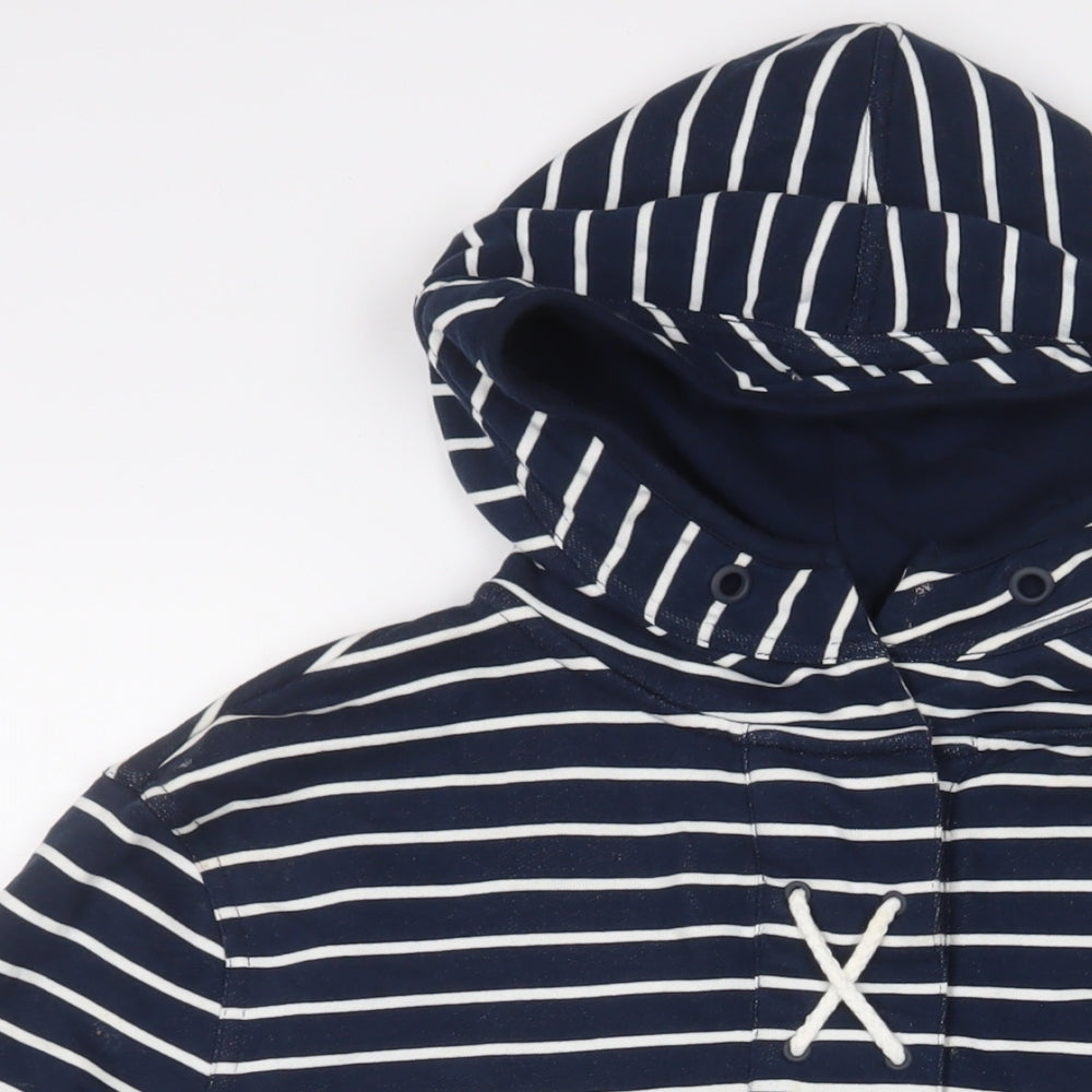 Crew Clothing Womens Blue Striped Cotton Pullover Hoodie Size 8 Snap