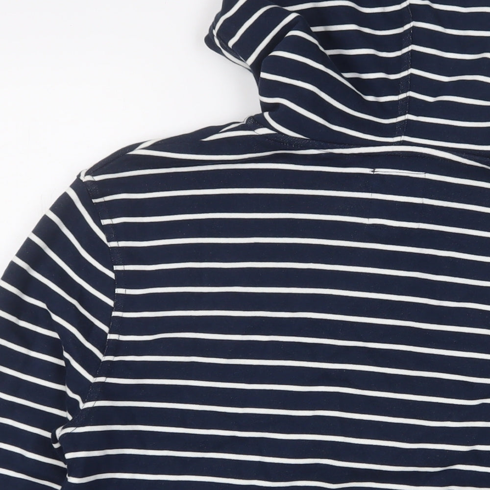 Crew Clothing Womens Blue Striped Cotton Pullover Hoodie Size 8 Snap