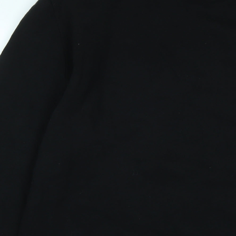 Brand and care label for ASOS women’s black polyester pullover sweatshirt, size M, - sequin motif
