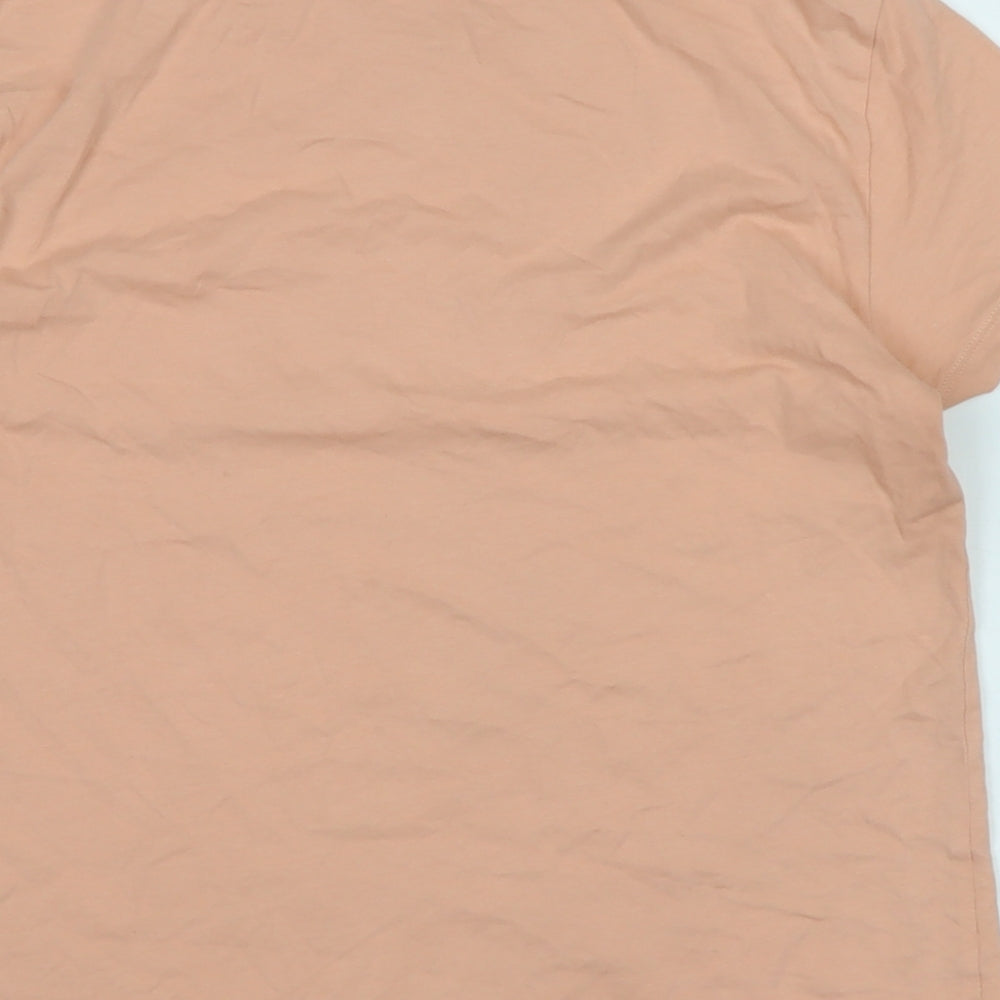 Brand and care label for beautiful girls’ orange cotton basic t-shirt, size 14-15, years crew neck - logo -beautiful