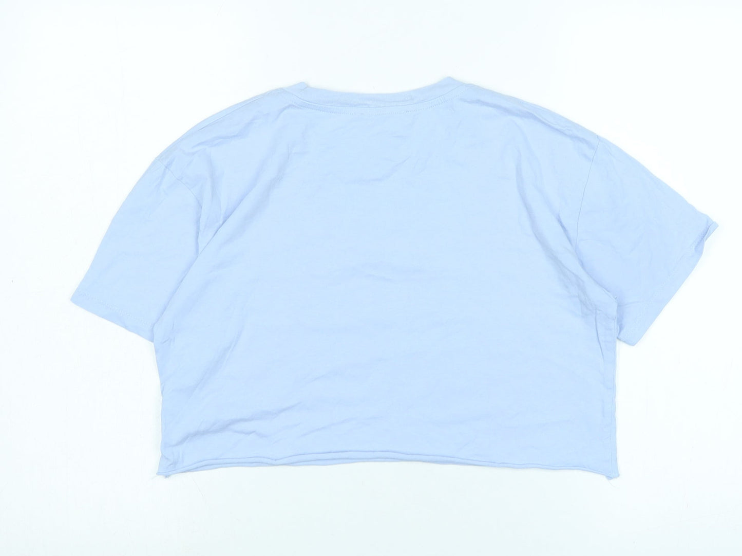 Pull&Bear Womens Blue Cotton Basic T-Shirt Size M Crew Neck