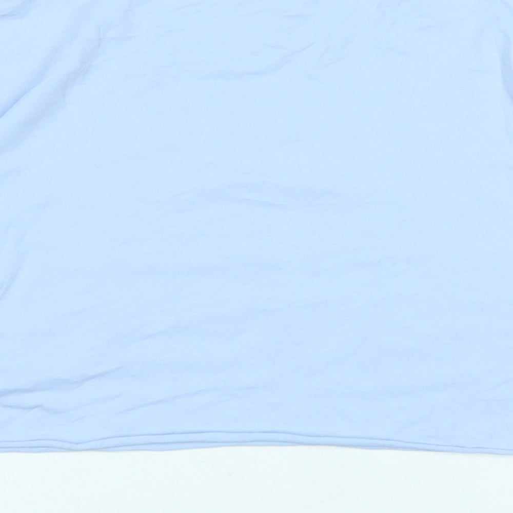 Pull&Bear Womens Blue Cotton Basic T-Shirt Size M Crew Neck