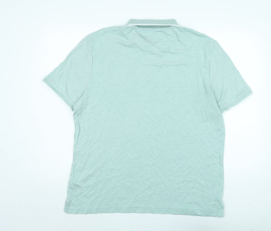 Marks and Spencer Mens Green Polyester Polo Size LT Collared Button