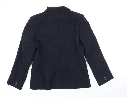 BHS Womens Blue Striped Jacket Blazer Size 14 Button