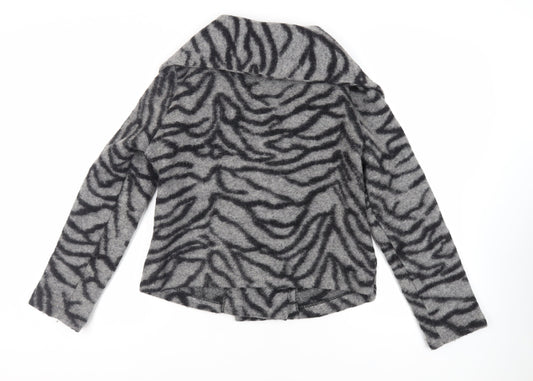 Kaliko Womens Grey Animal Print Jacket Size 14 Button