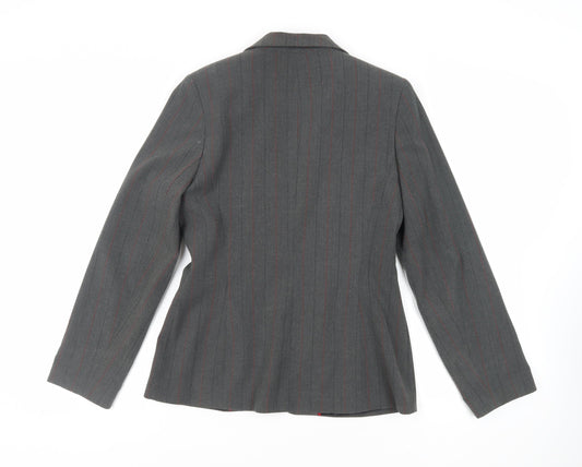New Look Womens Grey Striped Jacket Blazer Size 12 Button