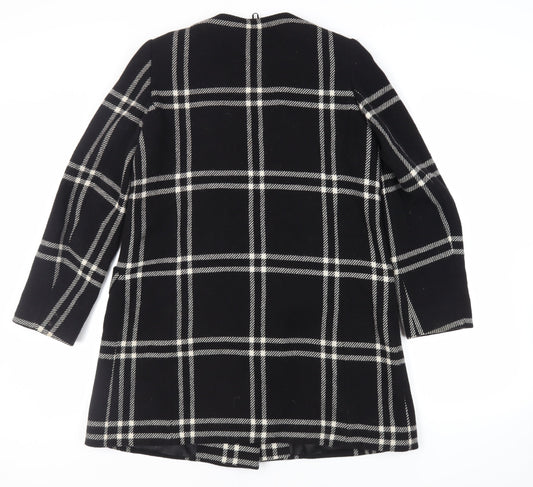 ALEX&CO Womens Black Plaid Overcoat Coat Size 10 Button