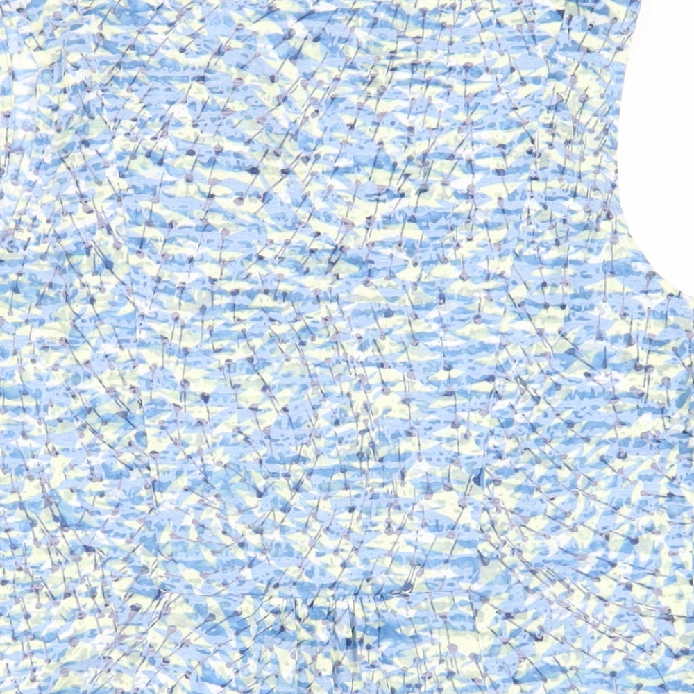 Per Una Womens Blue Geometric Cotton Basic Button-Up Size 12 V-Neck