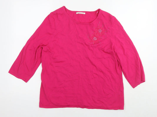 Womens UK Size XL Anna Rose Pink Viscose Blouse