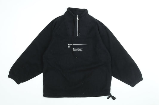 Reebok Womens Black Polyester Pullover Sweatshirt Size 10 Zip - Reebok Classic Apparel