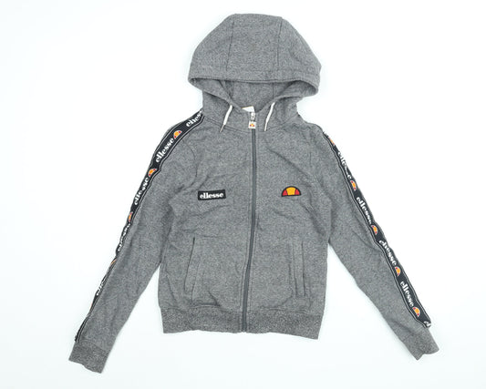 ellesse Womens Grey Cotton Full Zip Hoodie Size 6 Zip