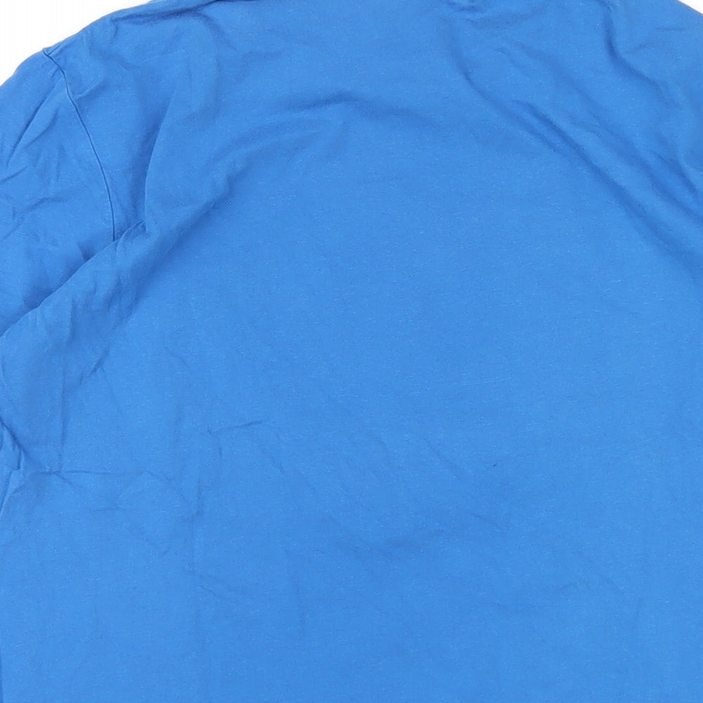 Brand and care label for Euro 2016 boys’ blue cotton basic t-shirt, size S, round neck pullover - euro 2016 france