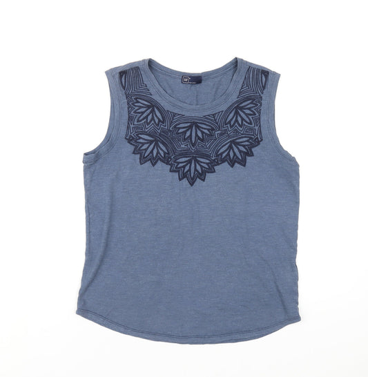 Gap Womens Blue Cotton Basic Tank Size M Round Neck