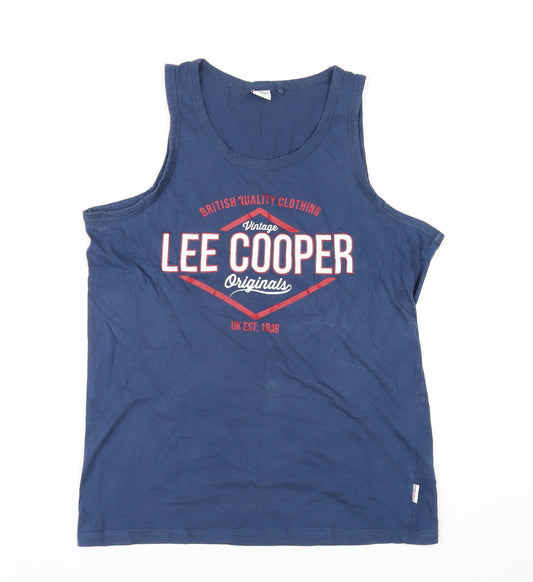 Lee Cooper Mens Blue Cotton T-Shirt Size M Round Neck
