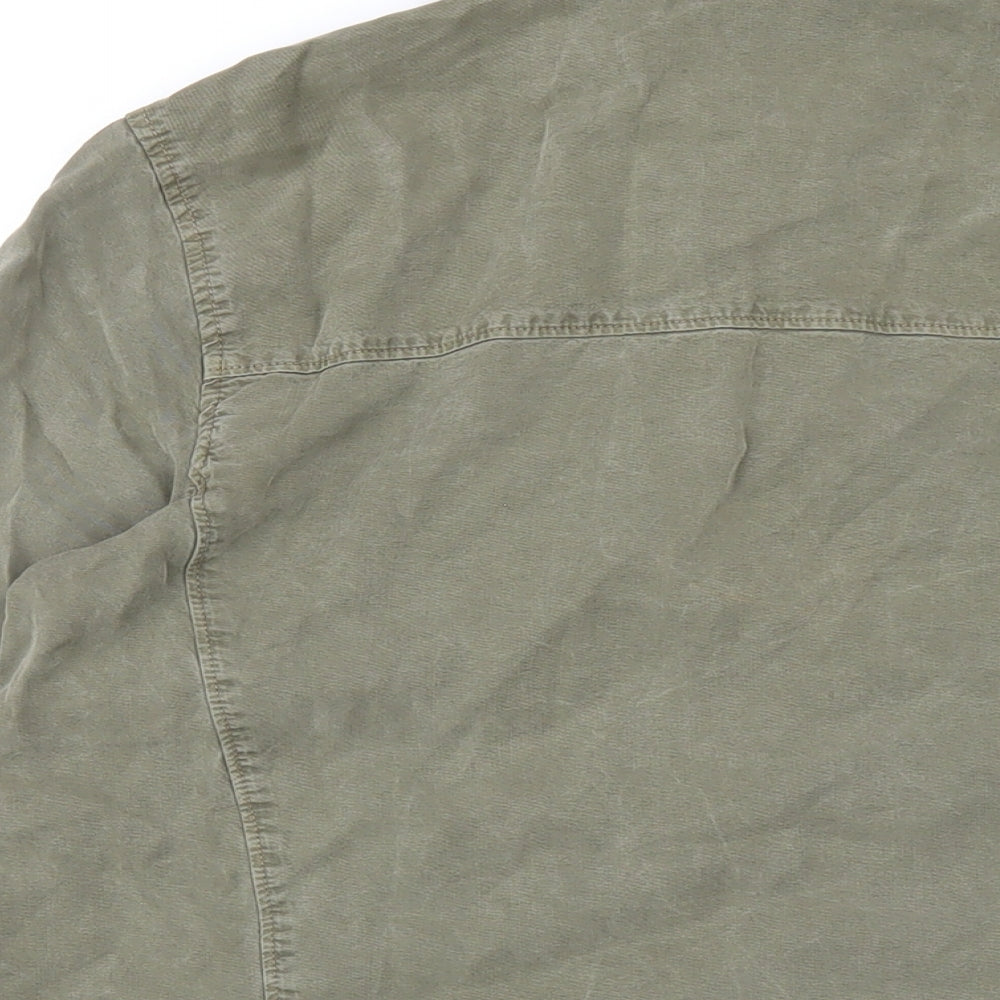 Womens UK Size L Stradivarius Green Lyocell Button-Up