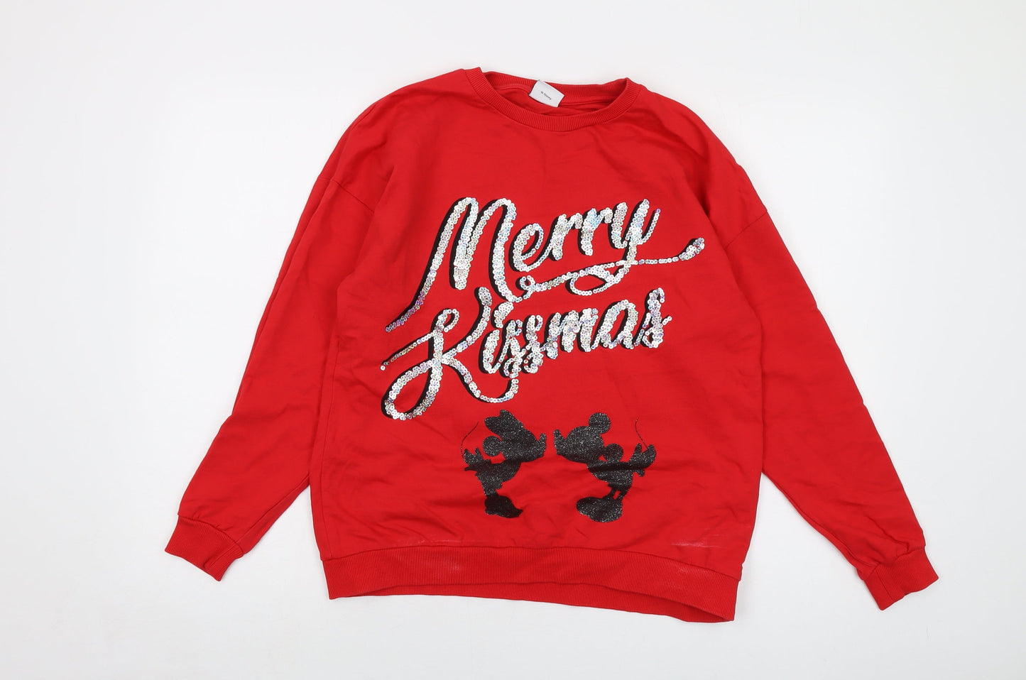 Disney Womens Red Cotton Pullover Sweatshirt Size 12 Pullover