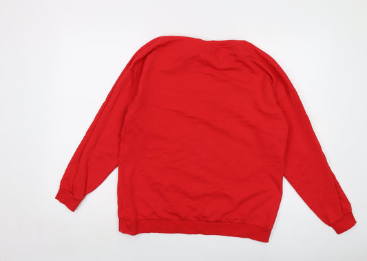 Disney Womens Red Cotton Pullover Sweatshirt Size 12 Pullover
