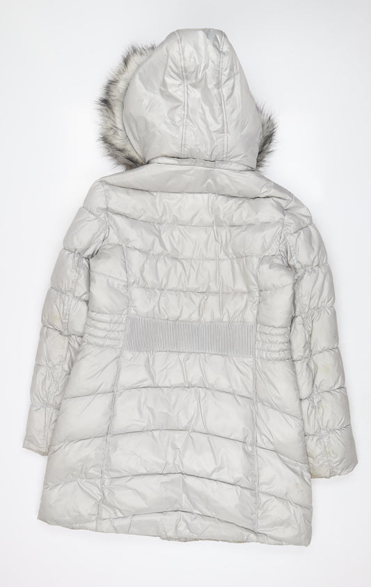 Gallery Womens Grey Quilted Coat Size M Zip