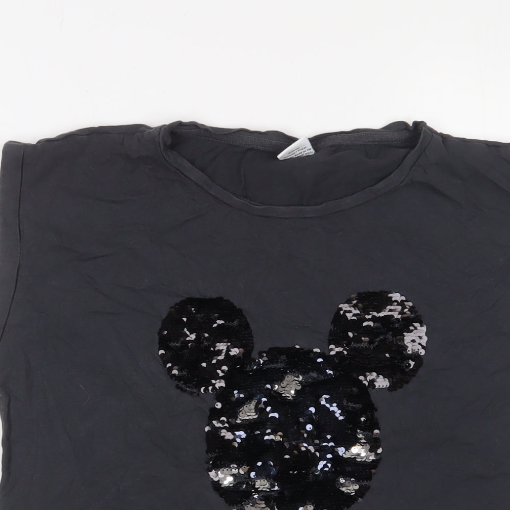 Disney Womens Grey Cotton Basic T-Shirt Size 10 Crew Neck - Minnie Mouse