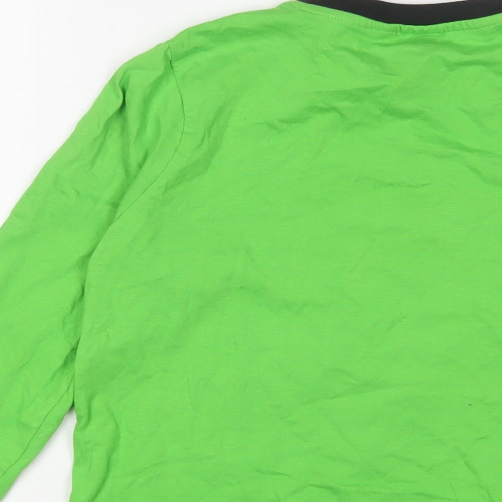 Brand and care label for Xbox boys’ green cotton basic t-shirt, size 11-12, years crew neck pullover
