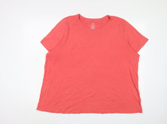 Lands' End Womens Pink Cotton Basic T-Shirt Size 28 Crew Neck - 28/30