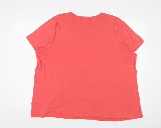 Lands' End Womens Pink Cotton Basic T-Shirt Size 28 Crew Neck - 28/30