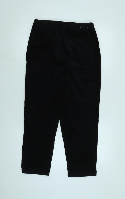 Uniqlo Womens Black Cotton Blend Trousers Size 28 in L26 in Regular Tie