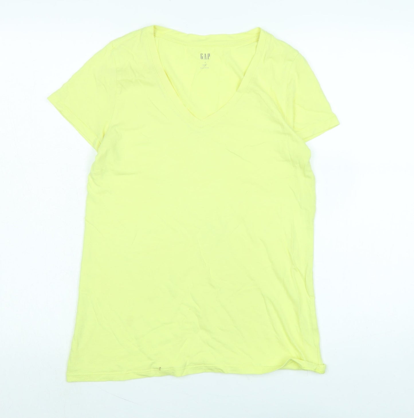 Gap Womens Yellow Cotton Basic T-Shirt Size M V-Neck