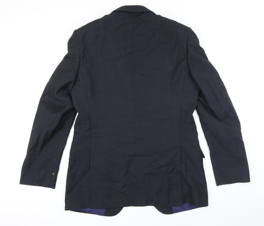 M&S Mens Black Polyester Jacket Blazer Size 40 Big & Tall