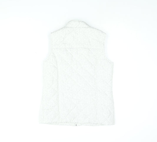 BM Collection Womens White Floral Gilet Coat Size 10 Zip