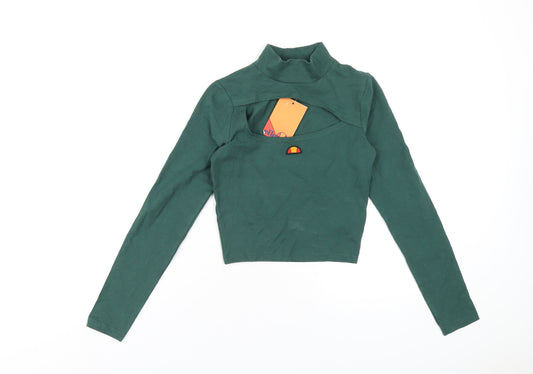 Womens UK Size 8 ellesse Green Cotton T-Shirt