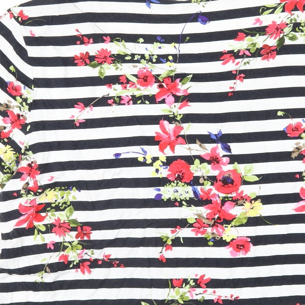 Per Una Womens Multicoloured Striped Viscose Basic T-Shirt Size 14 Round Neck