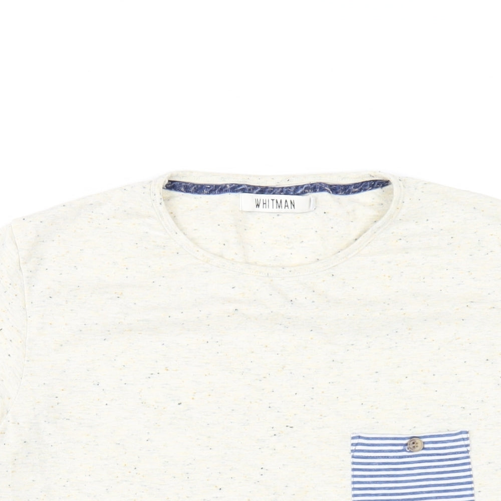 Whitman Womens Ivory Cotton Basic T-Shirt Size S Round Neck