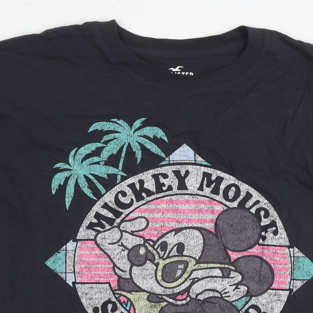 Hollister Mens Grey Cotton T-Shirt Size XS Round Neck - Mickey Mouse