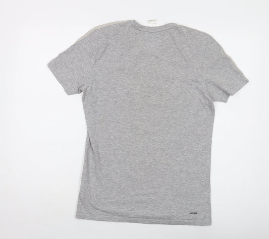 aiadas Mens Grey Cotton T-Shirt Size S Crew Neck