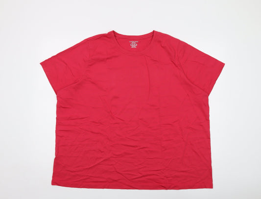 Lands' End Womens Pink Cotton Basic T-Shirt Size 24 Crew Neck