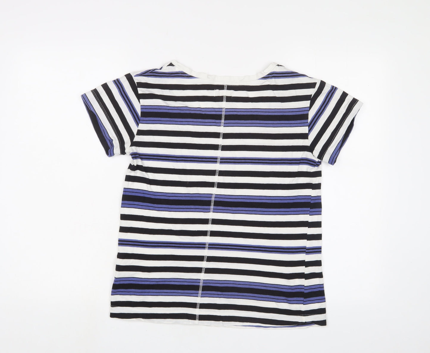 Linea Womens Multicoloured Striped Cotton Basic T-Shirt Size S Scoop Neck