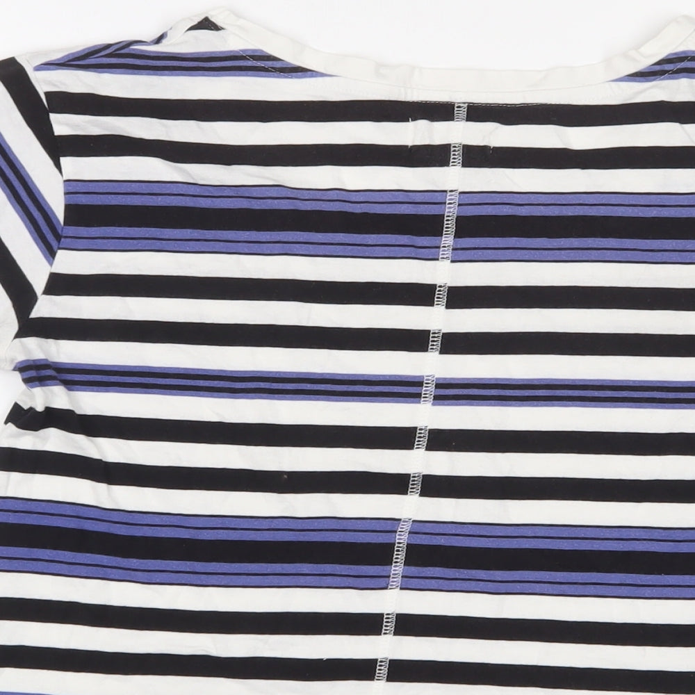 Linea Womens Multicoloured Striped Cotton Basic T-Shirt Size S Scoop Neck