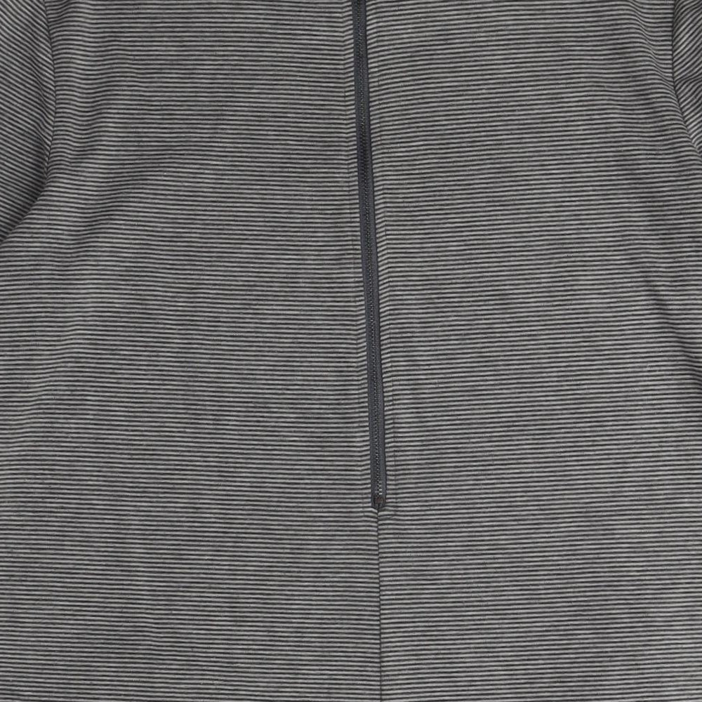 Brand and care label for Kaliko Women's Grey Striped Shift Dress Medium