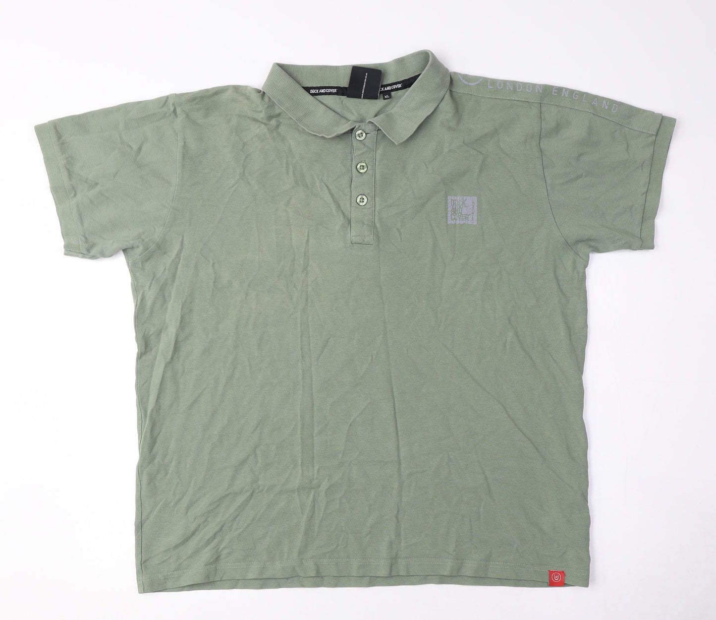Duck and Cover Men's XL Green Collared T-Shirt