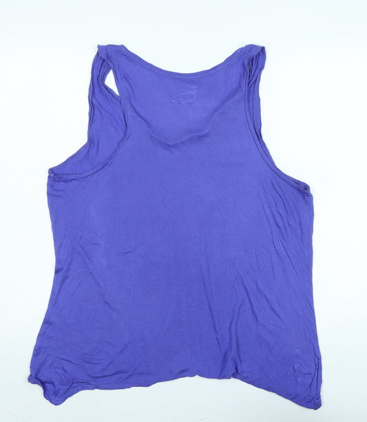 Gap Womens Purple Cotton Basic Tank Size XL Scoop Neck - Logo - Beaded detail