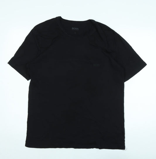 Boss Mens Black Cotton T-Shirt Size XL Crew Neck - Logo