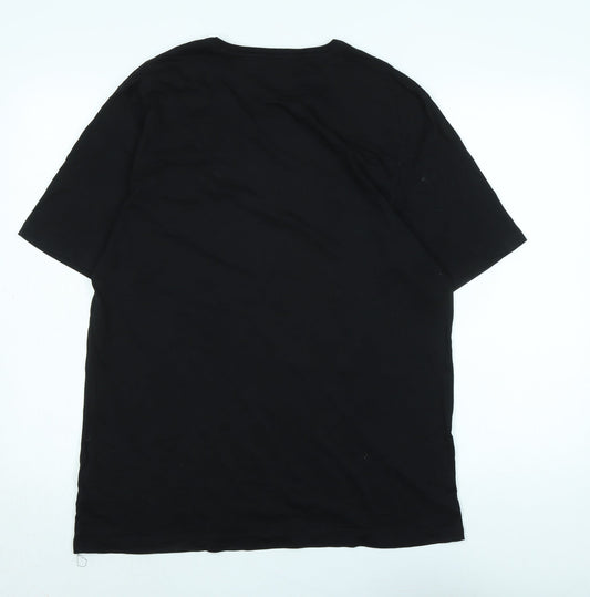 Boss Mens Black Cotton T-Shirt Size XL Crew Neck - Logo