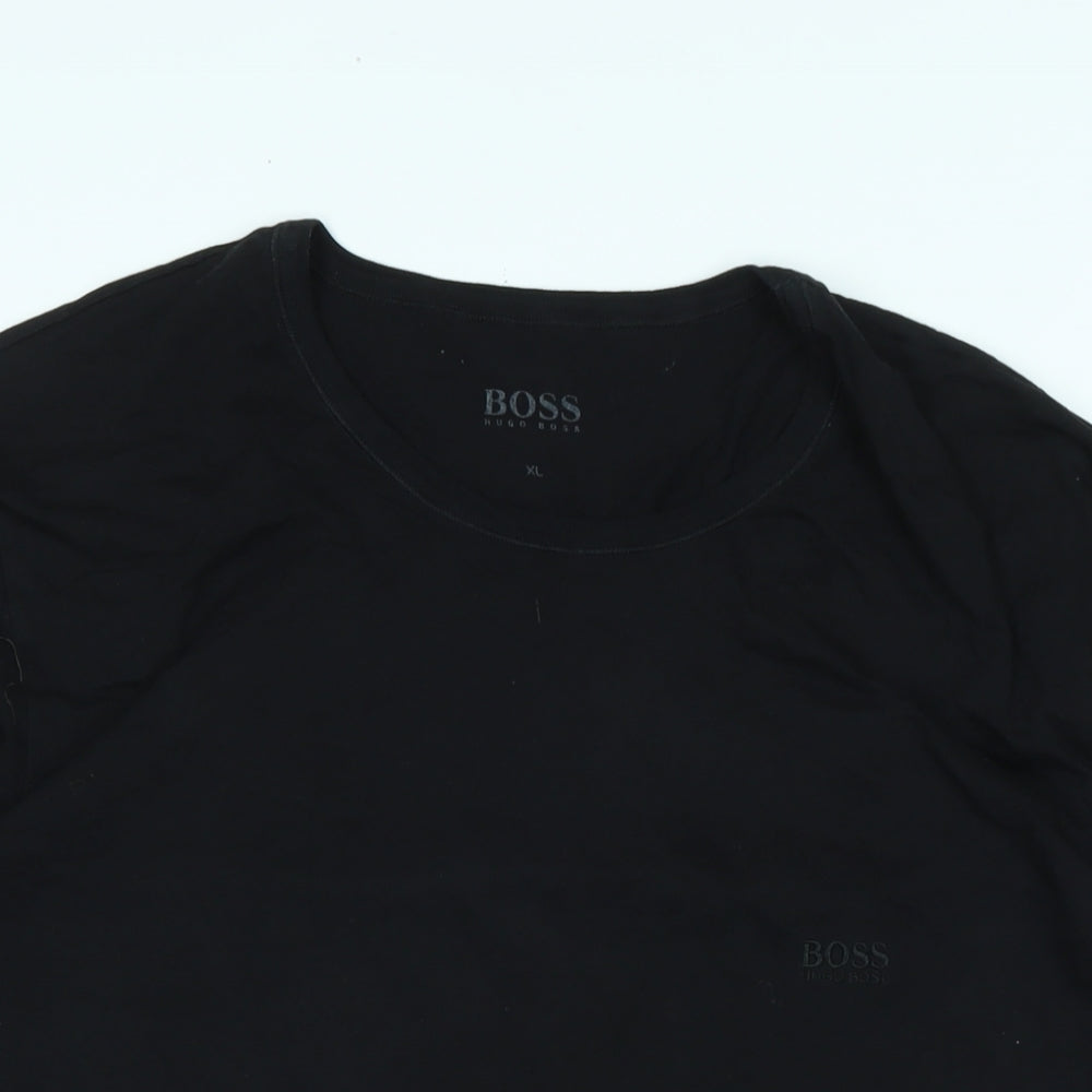 Boss Mens Black Cotton T-Shirt Size XL Crew Neck - Logo